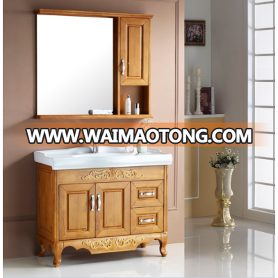 Floor mount white poly wood cabinet bathrooms with faucet