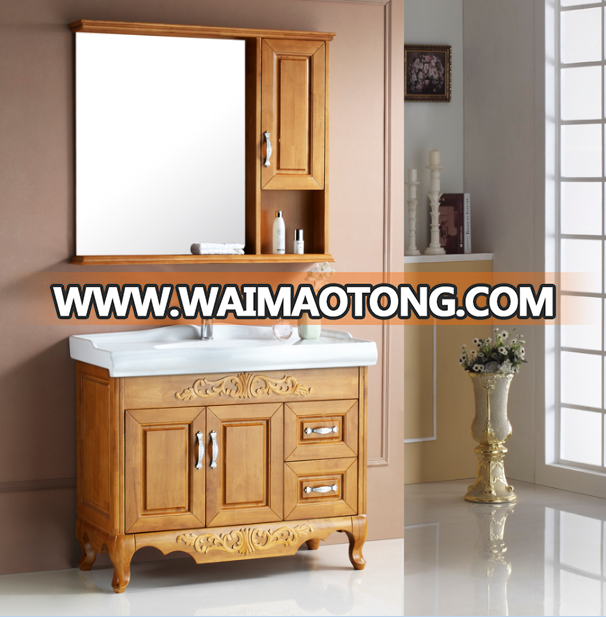 Floor mount white poly wood cabinet bathrooms with faucet