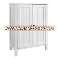 Wooden White Bathroom Floor Standing Storage Cabinet With Double Door